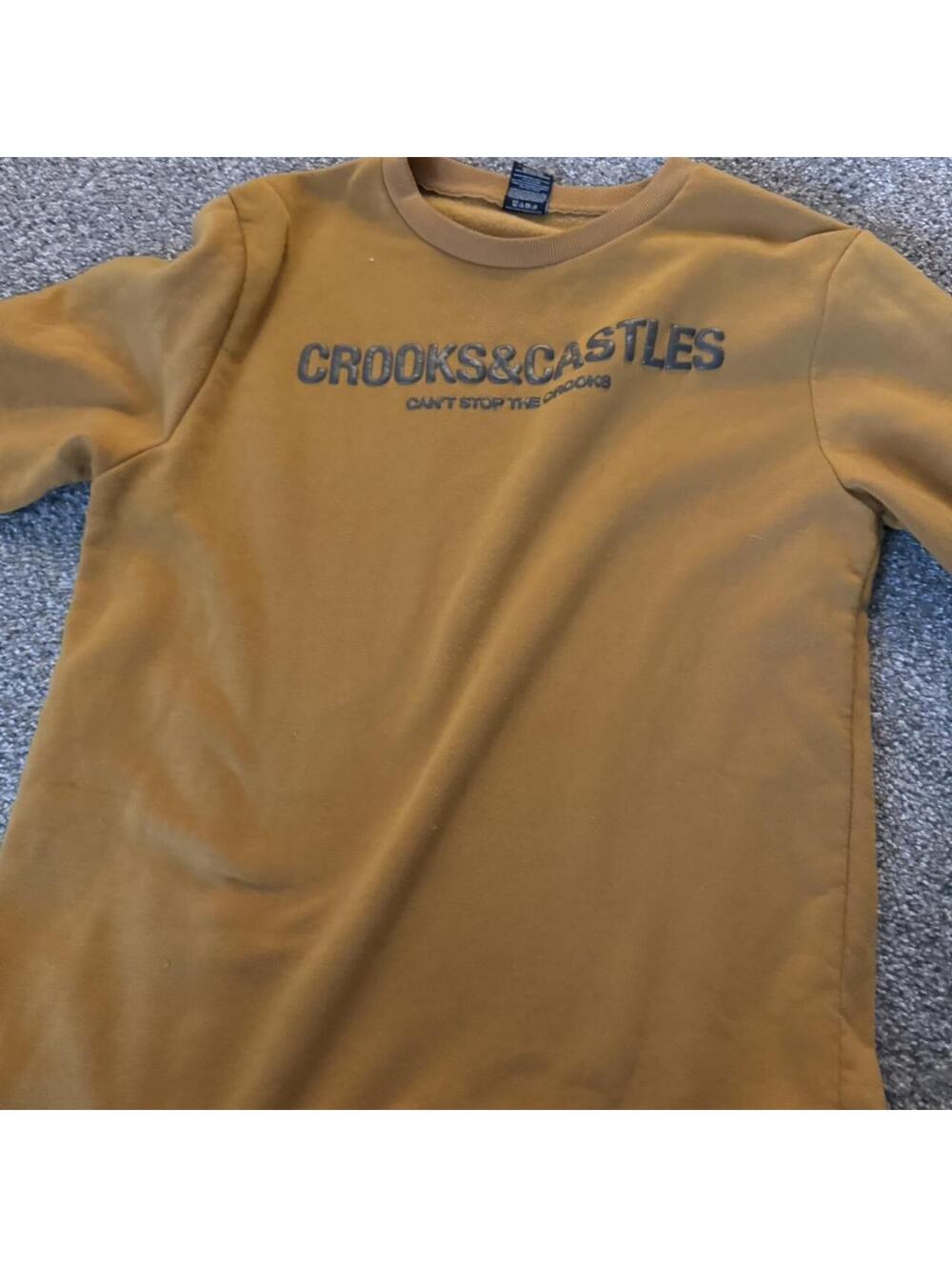 Crooks & Castles Men's Yellow and Brown Tshirt